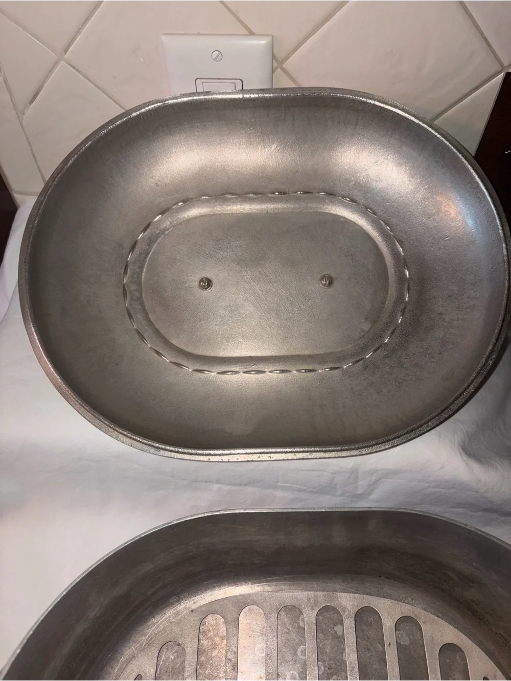 Vtg Wagner Ware Sidney -O- Magnalite 4265-P oval roaster (8- quart) With trivet